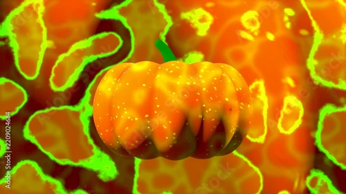 Floating pumpkin animation with colorful background during Halloween season