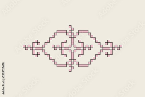 Pixel Art Ornamental Ironwork Decorative Geometric Illustration, Abstract Pattern