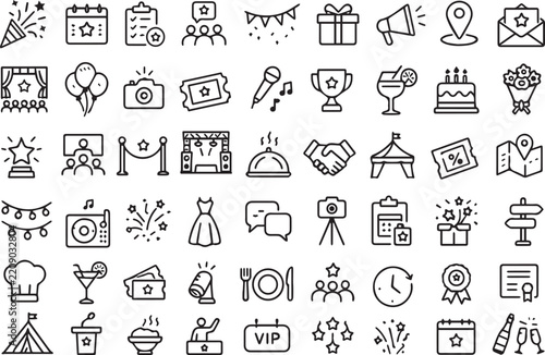 Business and Technology Outline Icon Set
