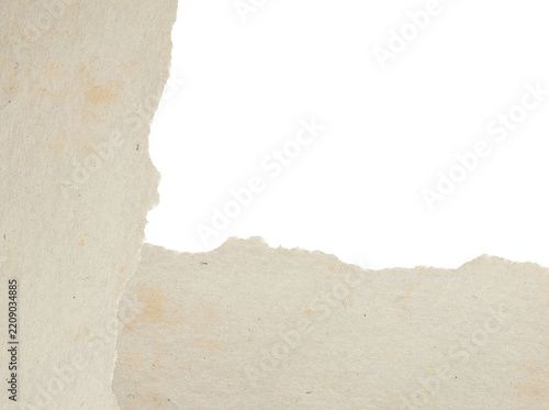 Ripped torn brown craft paper corner frame