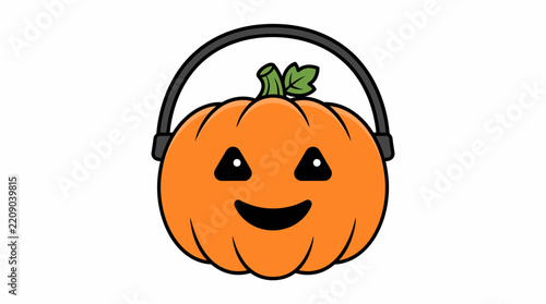Cute Halloween pumpkin wearing headphones, funny orange jack o lantern listening to music, DJ music pumpkin vector graphic