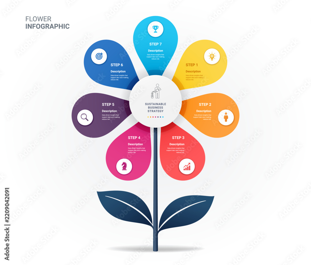 Fototapeta premium Modern flower growth infographic diagram template background illustration
