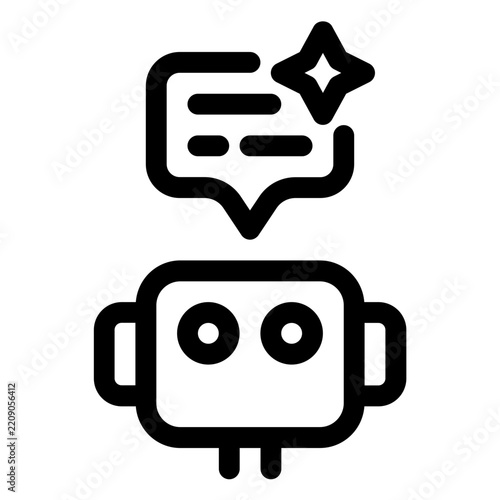 Chatbot Robot Speech Bubble Assistant Line Icon