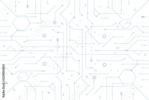Minimal White Technology Background With Light Blue Circuit Pattern