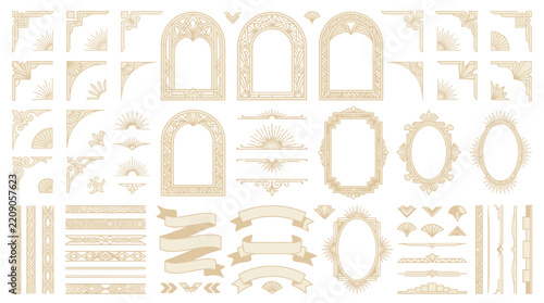 Art Deco Decorative Elements: Frames, Borders, Ribbons, and Ornaments