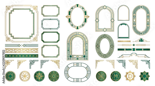 Art Deco Frames and Borders, Transparent Background Design Elements