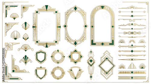 Art Deco Frames and Borders Vector Set - Geometric Ornate Decorative Elements