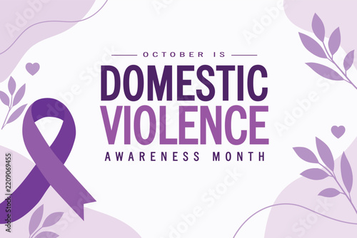 Domestic violence awareness month purple ribbon floral design