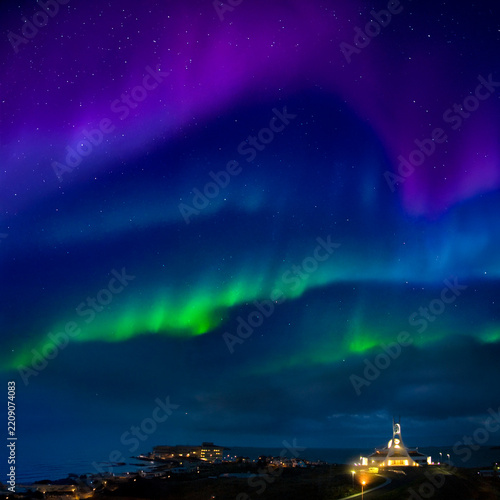 Aurora Borealis or Northern Lights at Stykkisholmur in Iceland.