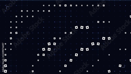 Twinkling digital grid pattern on black background