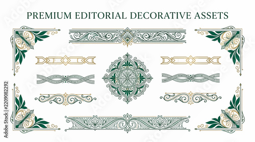 Vintage Decorative Ornate Elements, Flourishes, Borders, Corner Accents
