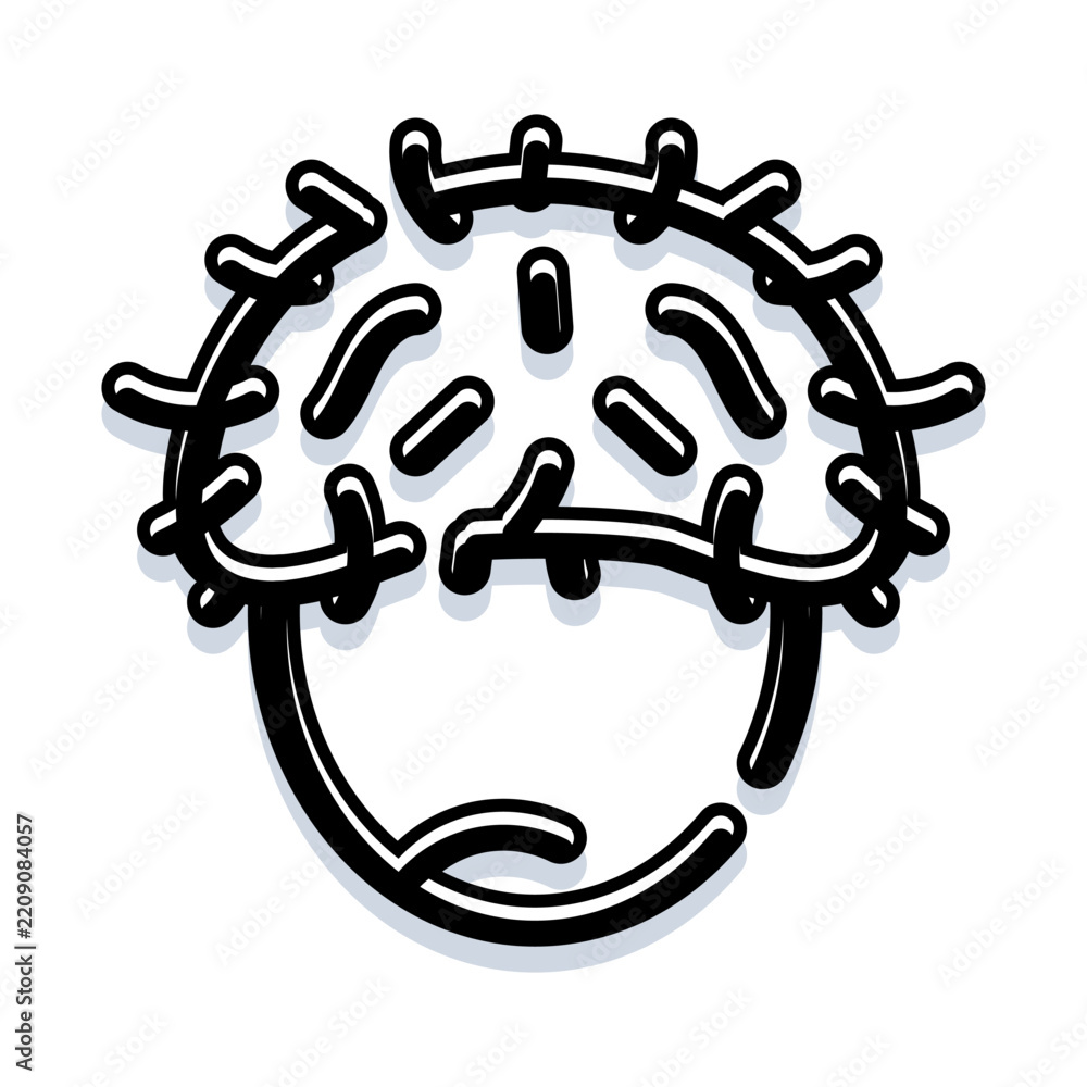 Fototapeta premium Military helmet doodle in a line art style, featuring combat gear and head protection for soldiers, creating a symbol of security and defense