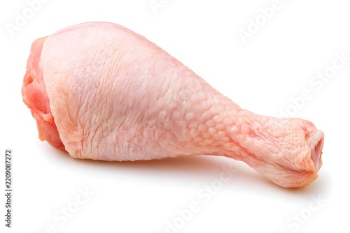 Raw chicken drumstick isolated on white background