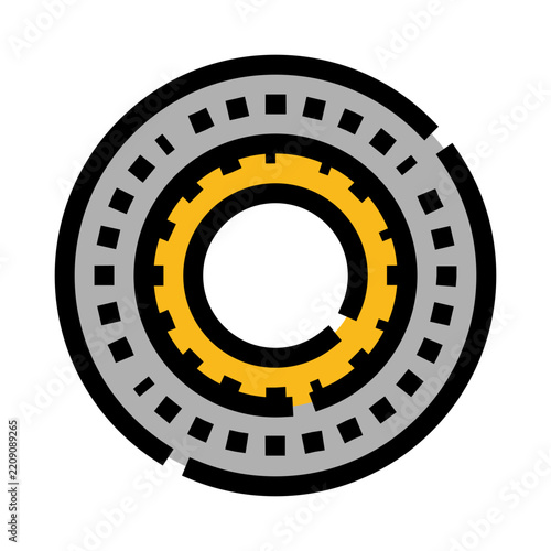 Machine ball bearing icon illustrating a mechanical component used in industrial engineering equipment for reducing friction and supporting rotation in various applications