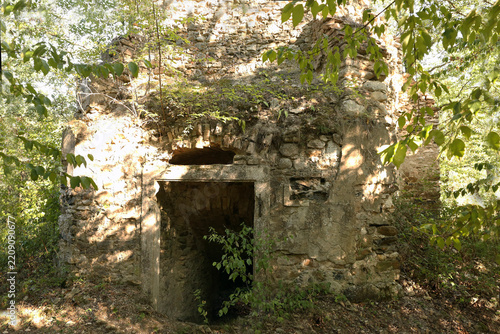 Ruins of a 12th-century medieval church in Hungary. Village of Ódörögd, Balaton Uplands, Western Hungary