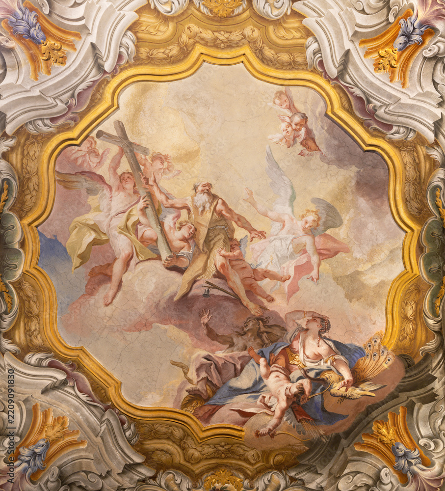 Fototapeta premium Monza - The fresco St. Anthony the Abbot on the ceiling of side nave in the Cathedral by Carlo Innocenzo Carloni (1738 -1740).