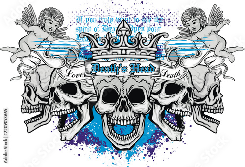 gothic sign with skull, grunge vintage design t shirts