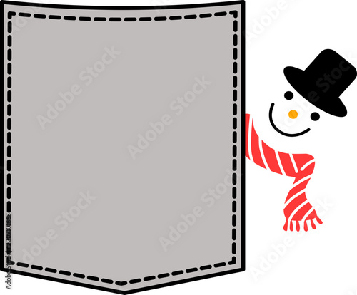 Cute snowman peeking out of a pocket