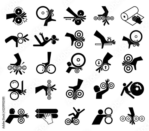 Set Icon Of RollerS Hazard ymbol Sign ,Vector Illustration, Isolate On White Background Label. EPS10