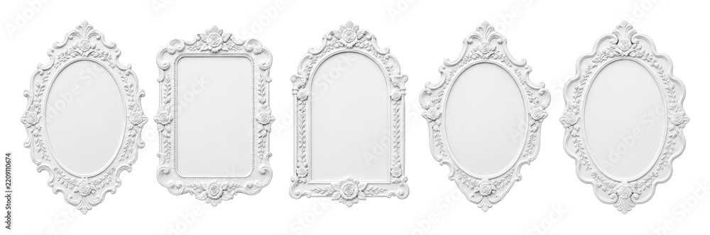 Fototapeta premium PNG Ornate vintage white decorative picture frames