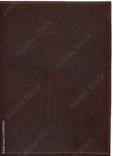 Dark brown leather surface with visible natural grain and stitched edges, ideal for luxury backgrounds, book covers, stationery, branding, packaging and classic design projects.
