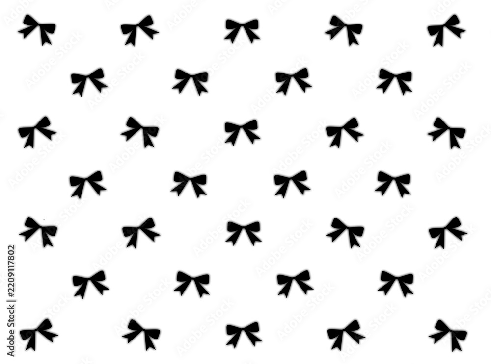 Fototapeta premium Minimalist black ribbon bow seamless pattern on white background - Trendy coquette aesthetic design for fashion textiles, wrapping paper, feminine branding, and digital wallpapers.