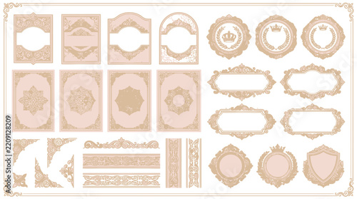 Decorative Ornate Frames and Borders Isolated on Transparent Background