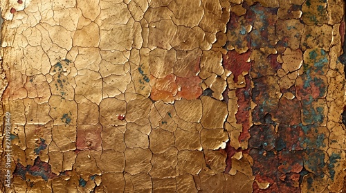 Antique Cracked Gold Leaf Texture with Weathered Patina
