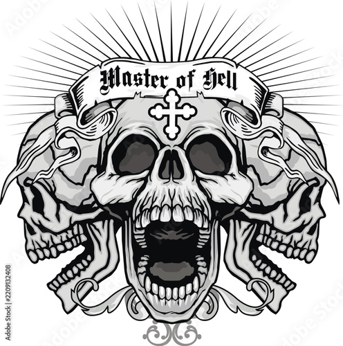 gothic sign with skull, grunge vintage design t shirts
