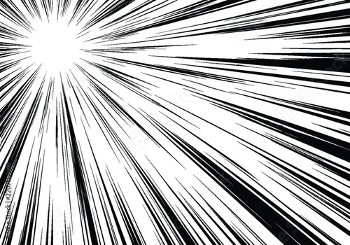 Manga speed lines background with comic style perspective radial rays.