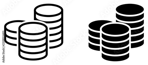 stacked coin icon set for finance currency