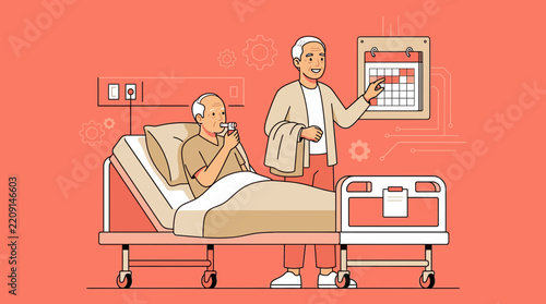 Elderly Couple in Hospital Room: Care, Recovery, and Calendar Planning