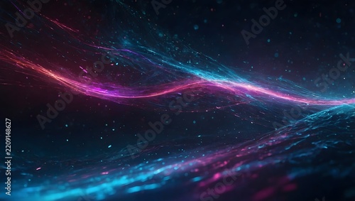 Futuristic Neon Laser Light Stream with Sparkling Energy Trails