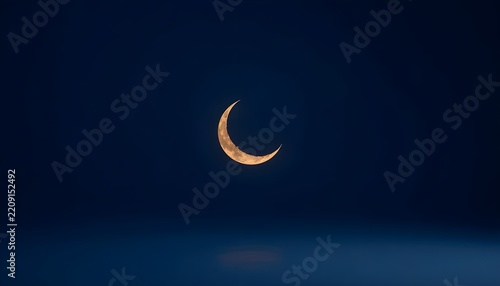 Midnight Blue Halloween Crescent Moon Minimal Background
