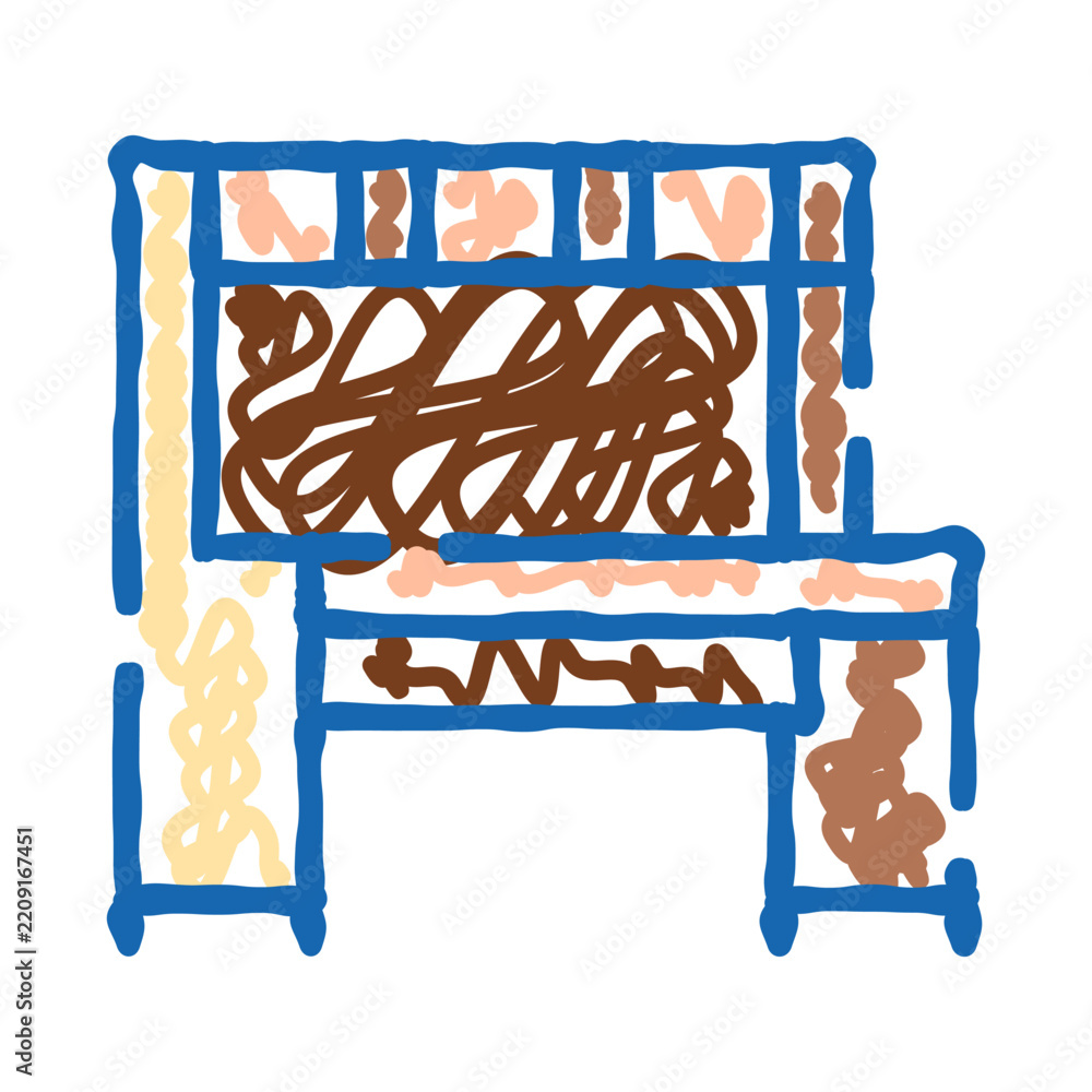Fototapeta premium Stylized doodle drawing depicting a wood stove with abstract details, representing themes of home heating, comfort, and traditional cooking in a charming, artistic manner