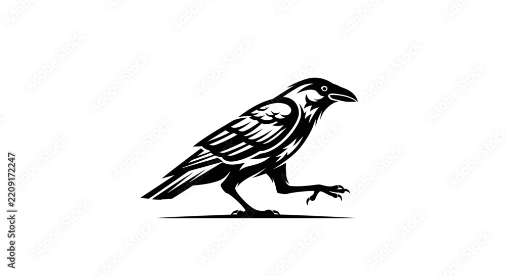 Obraz premium Isolated Raven Silhouette Vector Art