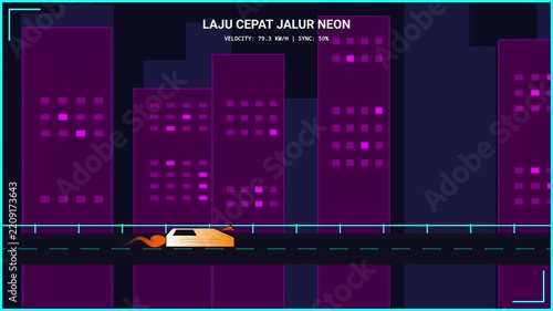 Futuristic Cyberpunk Vehicle Racing Through Neon City Night Skyline Motion Graphic