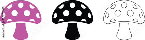 Set of three mushroom icons