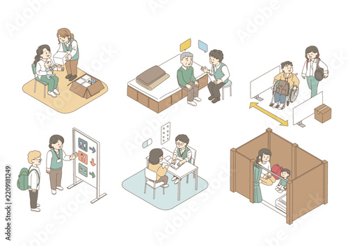 多様な人に配慮した避難所の防災イラスト6点セット