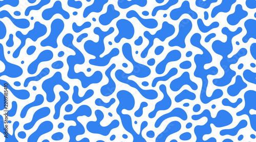 Abstract Blue Liquid Pattern on White Background, Minimalist Organic Blob Shapes, Seamless Fluid Texture for Modern Graphic Design, Wallpaper, and Textile Print Backdrop Backdrop with Camo Flow