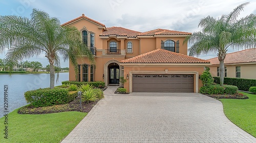 Waterfront Mediterranean Home.