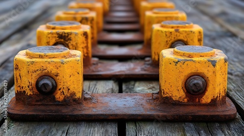 Yellow Rail Fasteners on Ties.