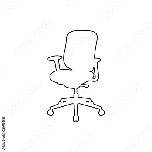 office chair icon outline adjustable ergonomic desk chair with wheels for workplace comfort and productivity isolated illustration
