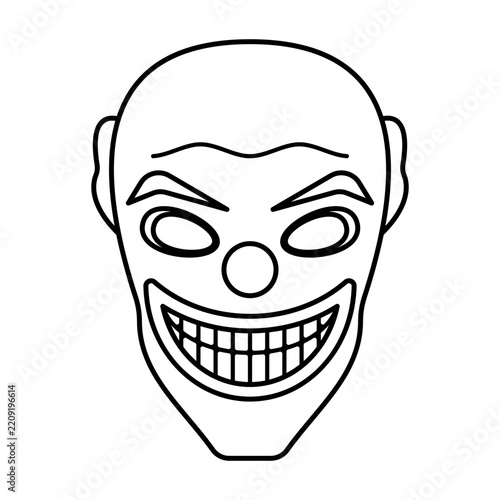 Smiling Clown Outline Icon Illustration, Unique halloween festival elements perfect for complementing designs, decorations, prints and more