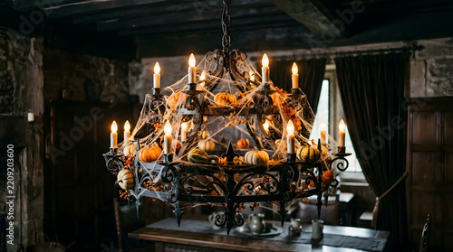 burning candles in the fireplace