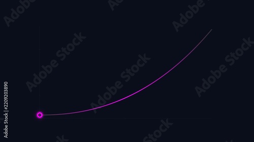 Fintech Liquidity Bonding Curve Animation with Magenta Transaction Token Gliding on Exponential Graph