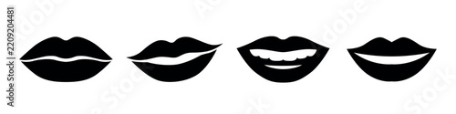 Lips silhouette icon set for beauty and makeup design   