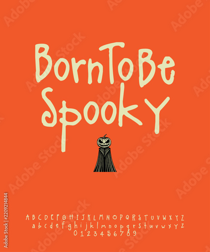 Halloween Spooky Pumpkin Character Hand Drawn Font Alphabet Vector Design