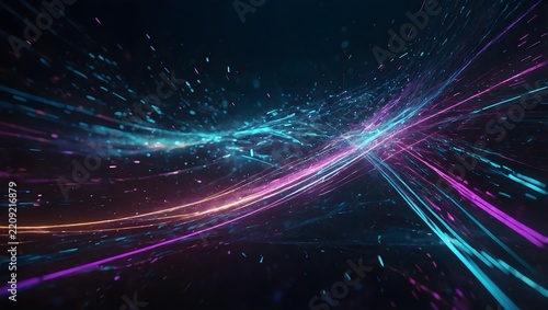 Futuristic Neon Laser Light Stream with Sparkling Energy Trails
