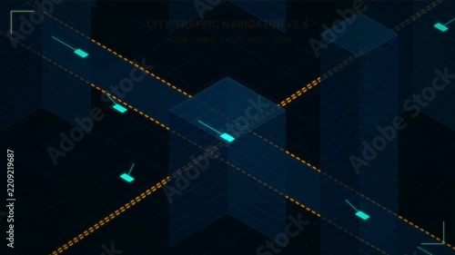 Futuristic Holographic City Intersection Navigation Interface